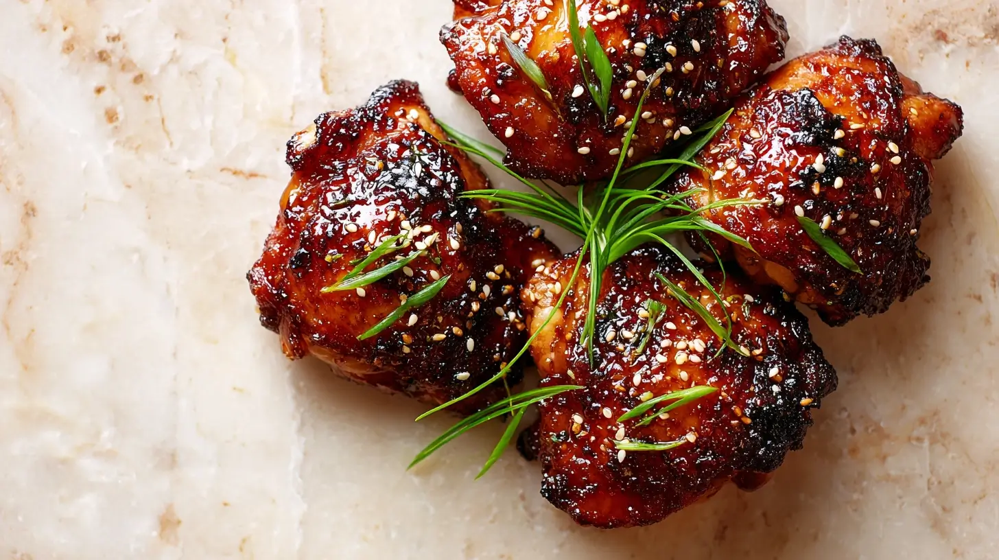 Square recipe image for Brown Sugar Soy Sauce Chicken Thighs with glossy caramelized glaze