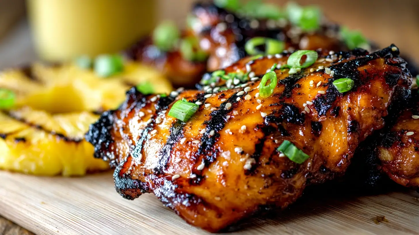 Irresistible Hawaiian Chicken Thighs: A Delicious Taste of Paradise! 1 Square recipe image for Hawaiian Chicken Thighs with glossy pineapple glaze