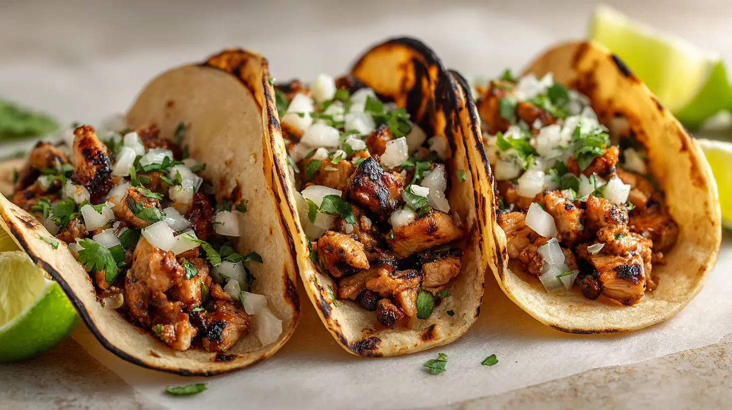 Discover the Ultimate Authentic Mexican Chicken Street Tacos Secret! 1 Square recipe image for authentic Mexican chicken street tacos with onion, cilantro, and lime