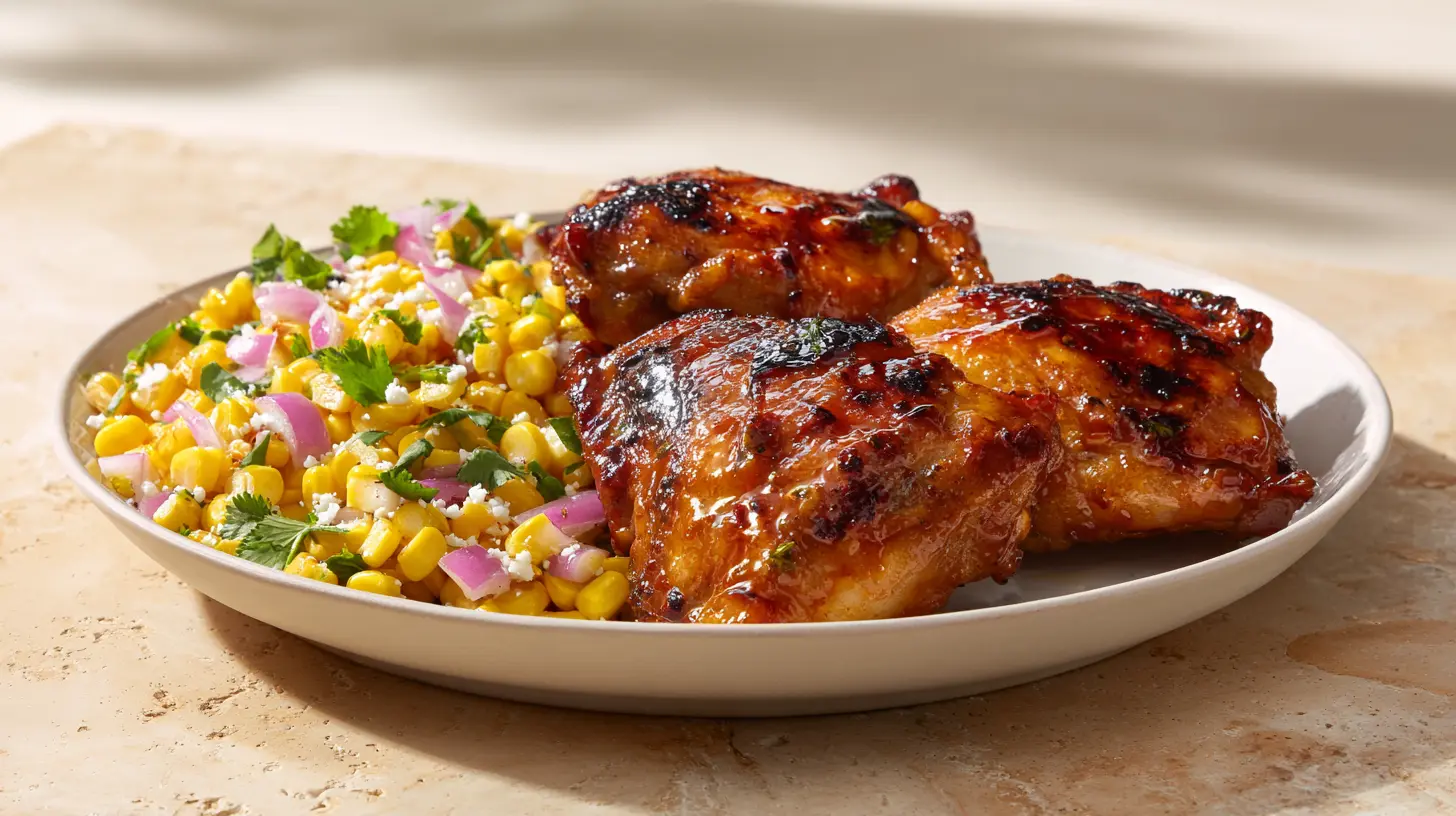 Easy Grilled Hot Honey Chicken with Sweet Corn Salad in Just 30 Minutes! 1 Square recipe image for grilled hot honey chicken with sweet corn salad
