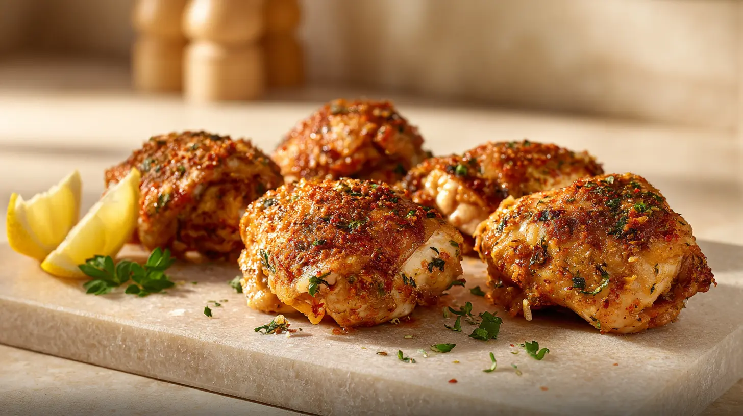Square recipe image for Ranch Chicken Thighs with savory ranch seasoning