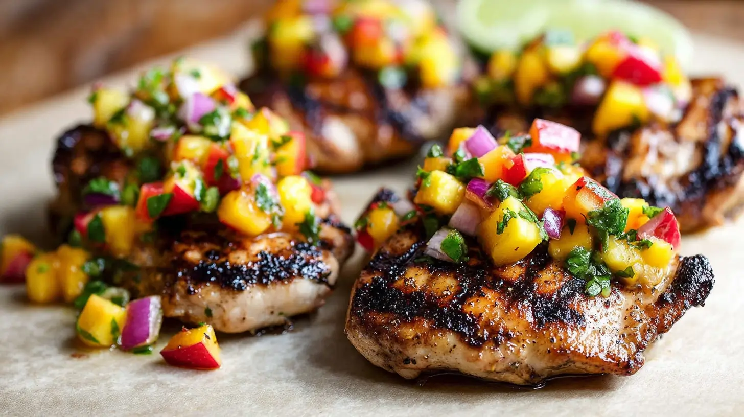 Discover the Ultimate Grilled Chicken Thighs with Peach Salsa Recipe! 1 Square recipe image for grilled chicken thighs with peach salsa and lime