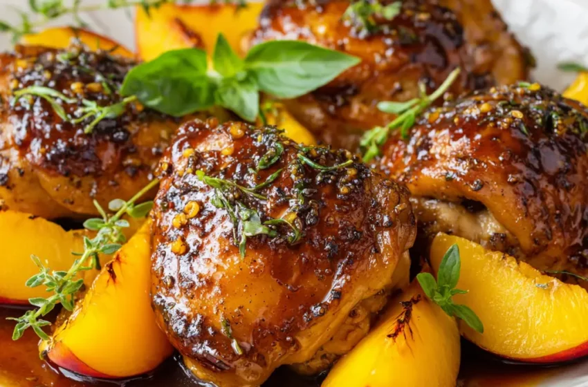 Easy Honey Balsamic Chicken Thighs with Peaches Ready in 30 Minutes! 6 Easy Honey Balsamic Chicken Thighs with Peaches Ready in 30 Minutes!