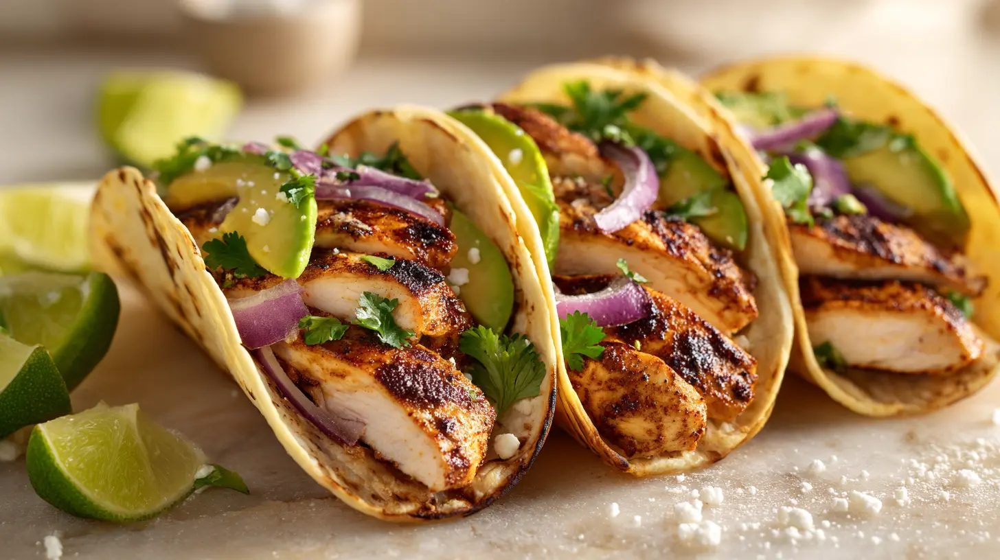 Easy Chicken Thigh Tacos Ready in 30 Minutes: You'll Love This! 1 Square recipe image for chicken thigh tacos with avocado, cilantro, and lime
