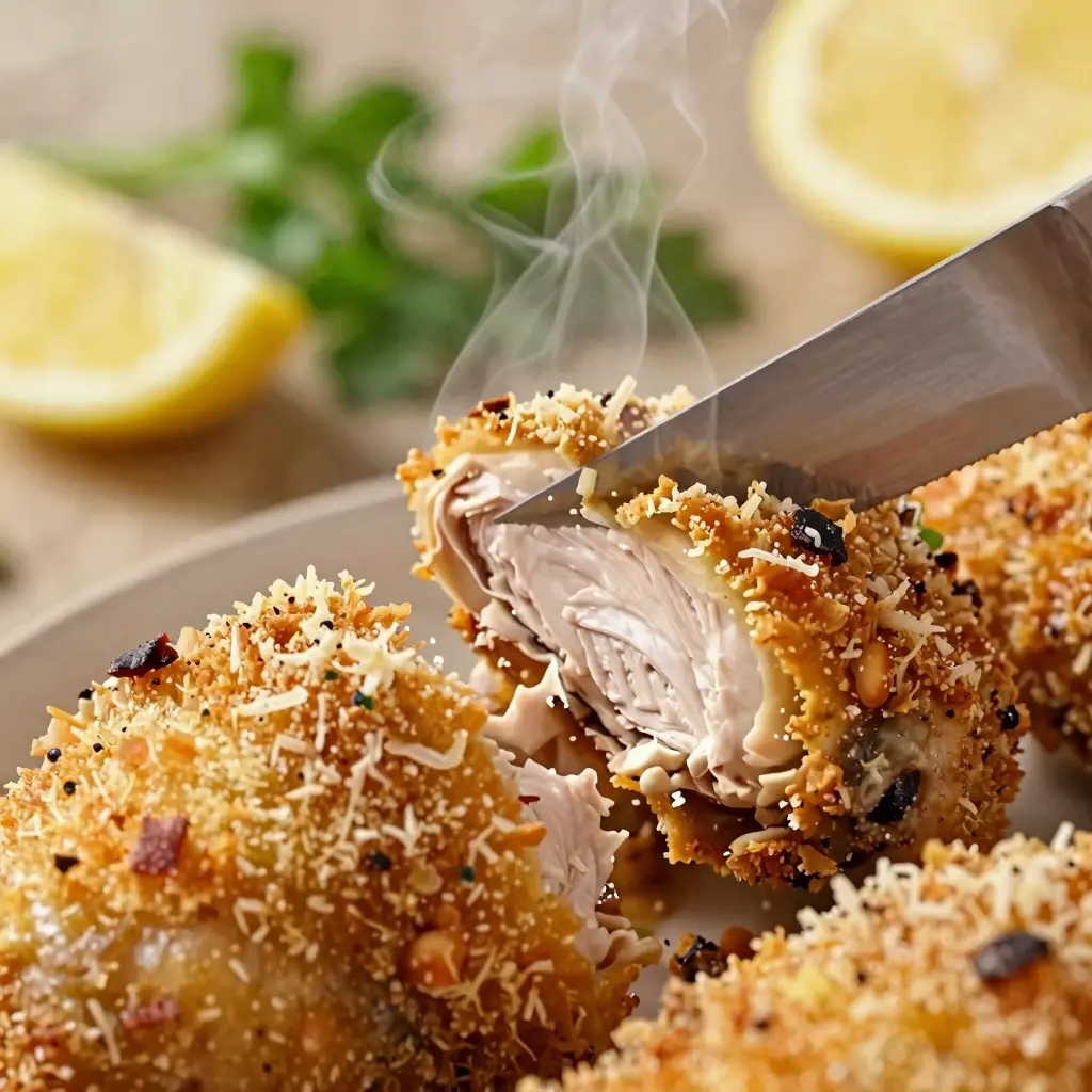 Discover the Ultimate Garlic Parmesan Chicken Thighs Recipe! 1 Garlic Parmesan Chicken Thighs plated neatly for recipe card presentation.
