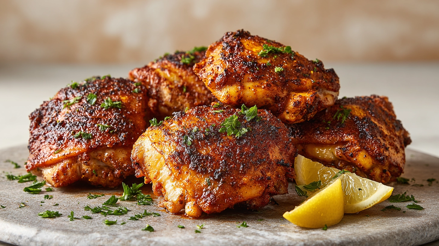 Whip Up Amazing Blackstone Chicken Thighs in Just 30 Minutes! 1 Square recipe image for Blackstone Chicken Thighs with crispy skin and caramelized edges