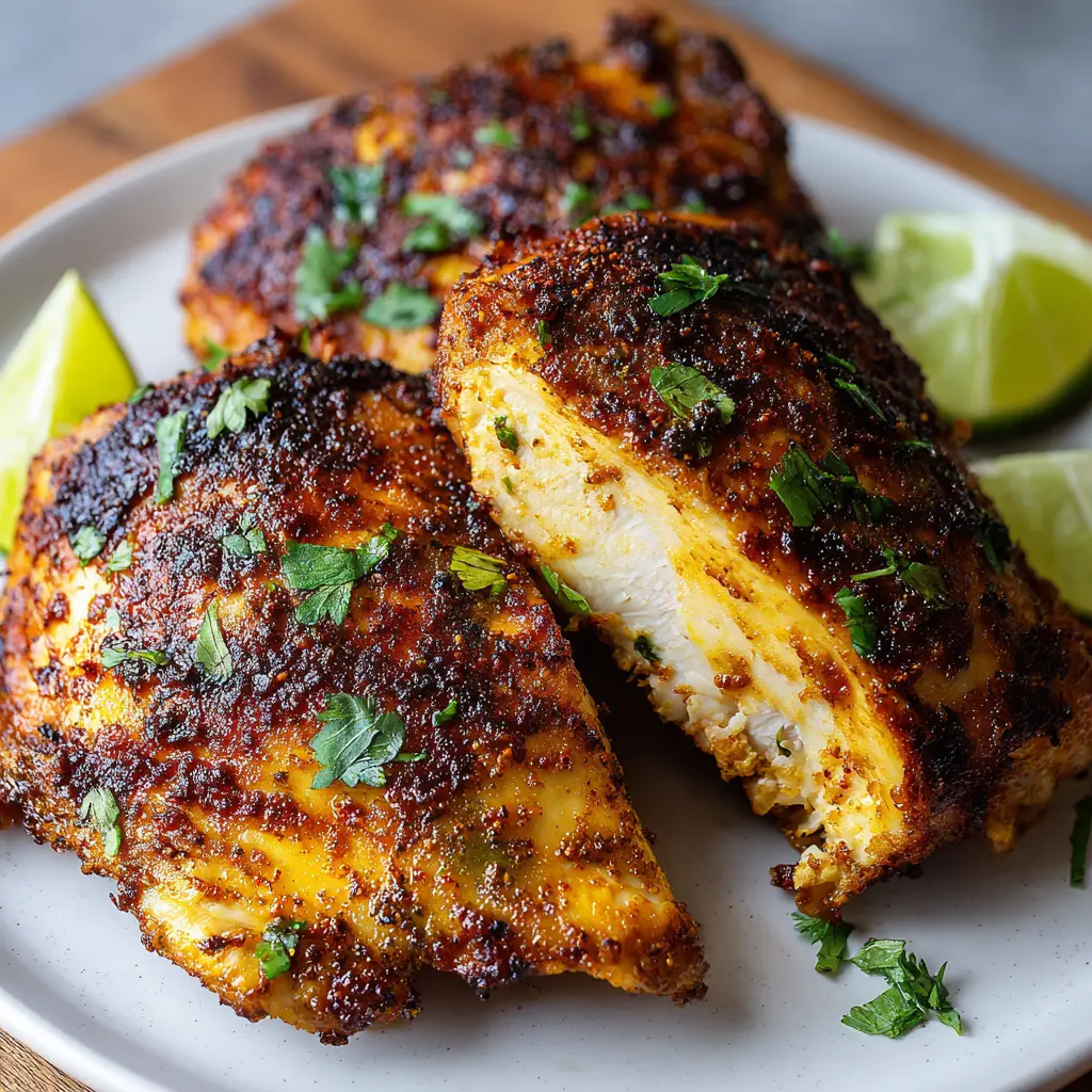 Easy Chili Lime Chicken Thighs in Just 30 Minutes – A Must-Try! 1 Square recipe image of chili lime chicken thighs with golden sear, fresh cilantro, and lime wedges.