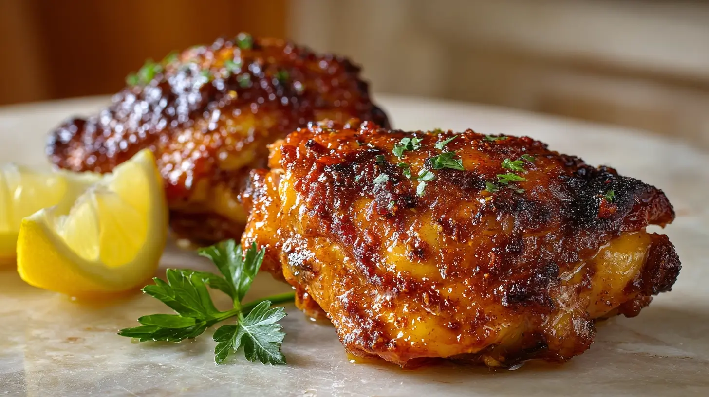 Square recipe image for Crispy Baked Chicken Thighs with golden crunchy skin