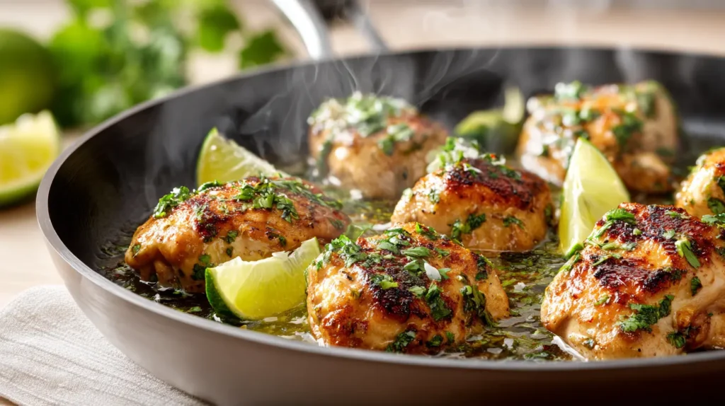 Cilantro Lime Chicken Thighs with caramelized seared edges and fresh cilantro lime finish