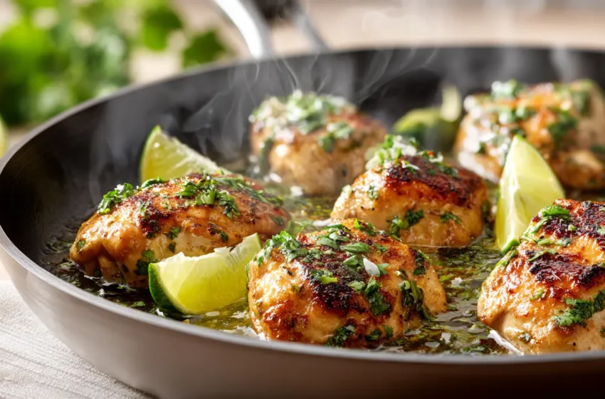 Cilantro Lime Chicken Thighs with caramelized seared edges and fresh cilantro lime finish