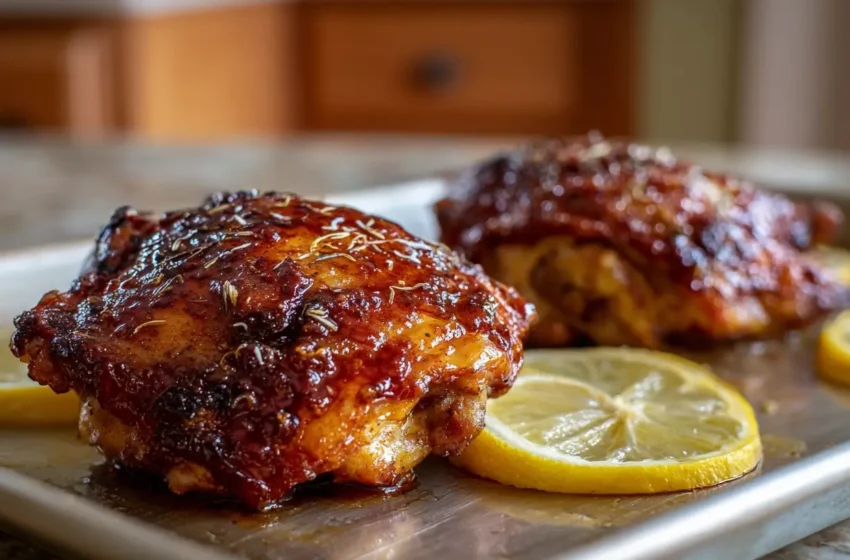 Easy Baked Chicken Thighs with crispy golden skin and simple savory seasoning