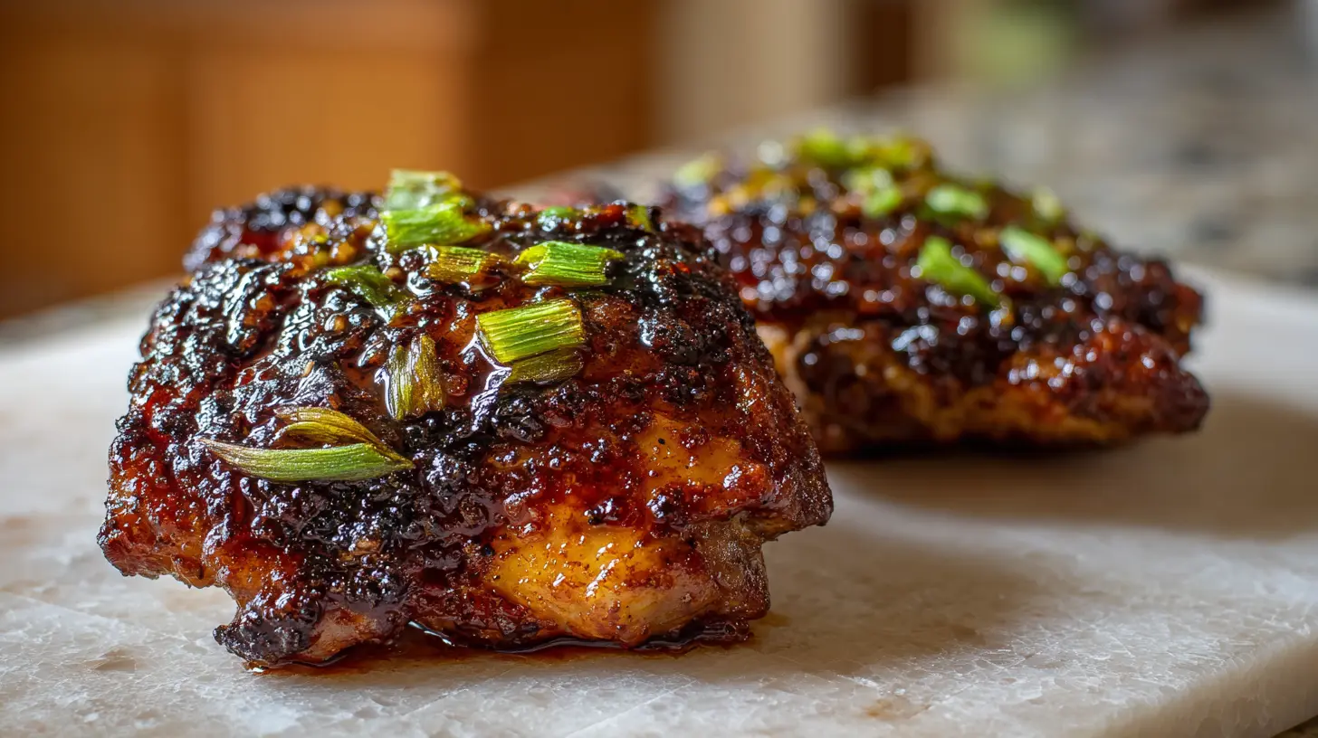 Easy Jerk Chicken Thighs: A Delicious Meal in Just 30 Minutes! 1 Square recipe image for Jerk Chicken Thighs with dark jerk crust and crispy skin