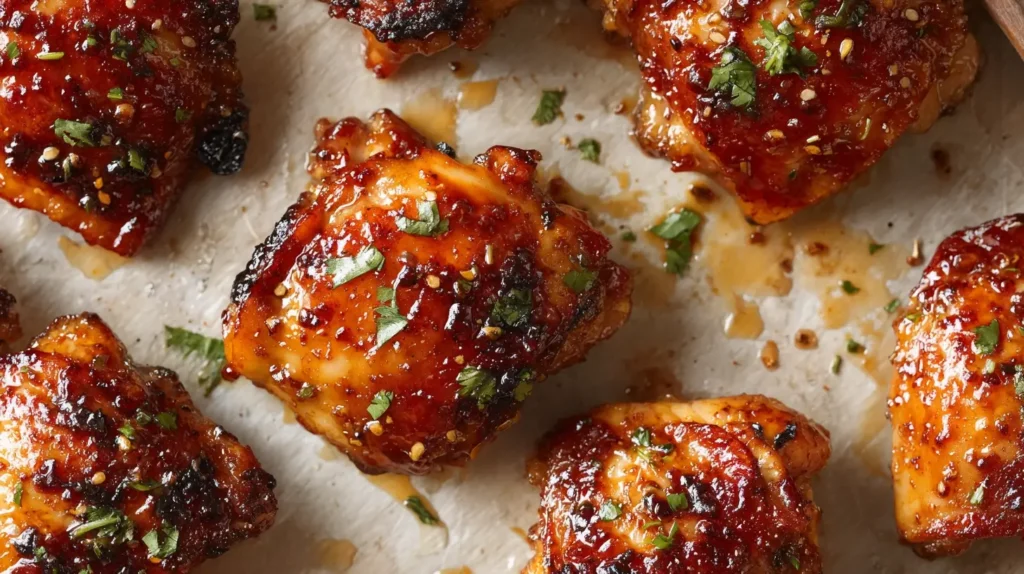 Chipotle Honey Chicken Thighs with crispy golden skin and glossy smoky sweet glaze