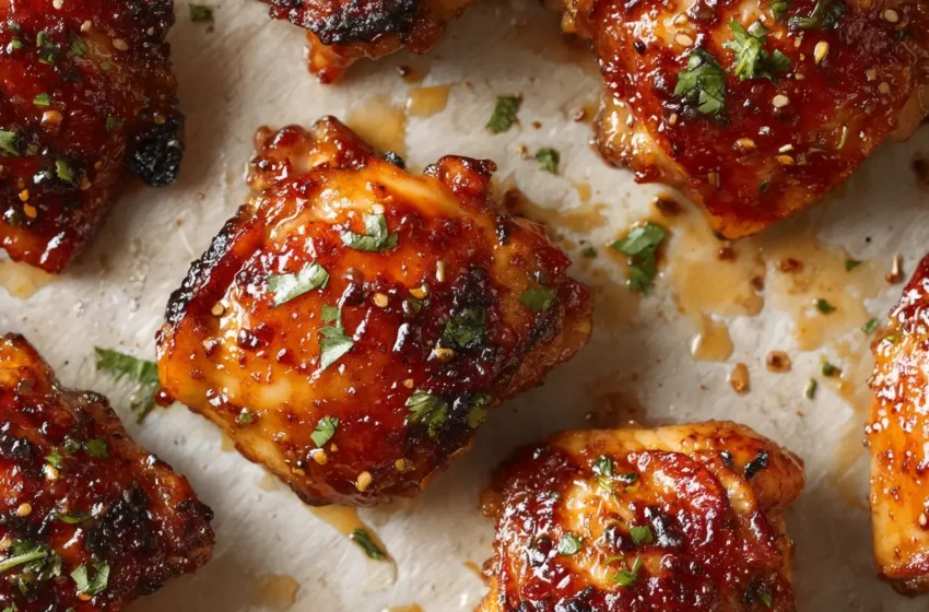 Chipotle Honey Chicken Thighs with crispy golden skin and glossy smoky sweet glaze