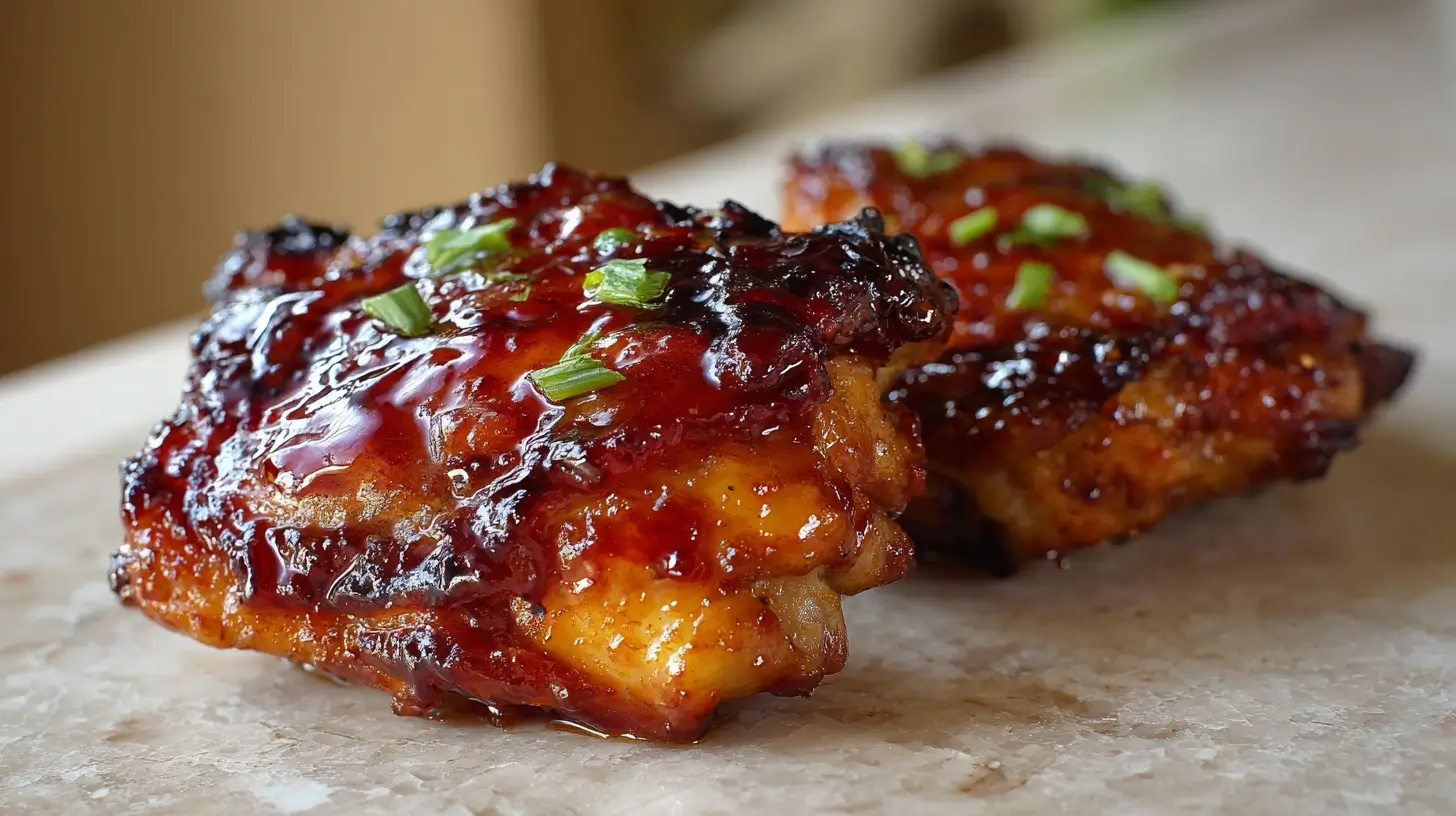 Square recipe image for Chipotle Honey Chicken Thighs with sticky glaze and crispy skin