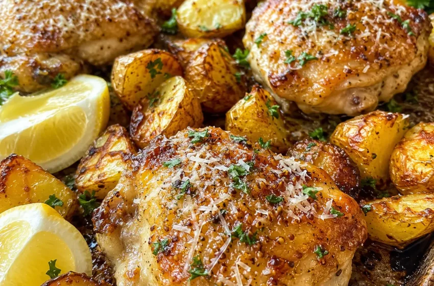  Easy Sheet Pan Parmesan-Dijon Chicken Thigh Dinner in 30 Minutes!